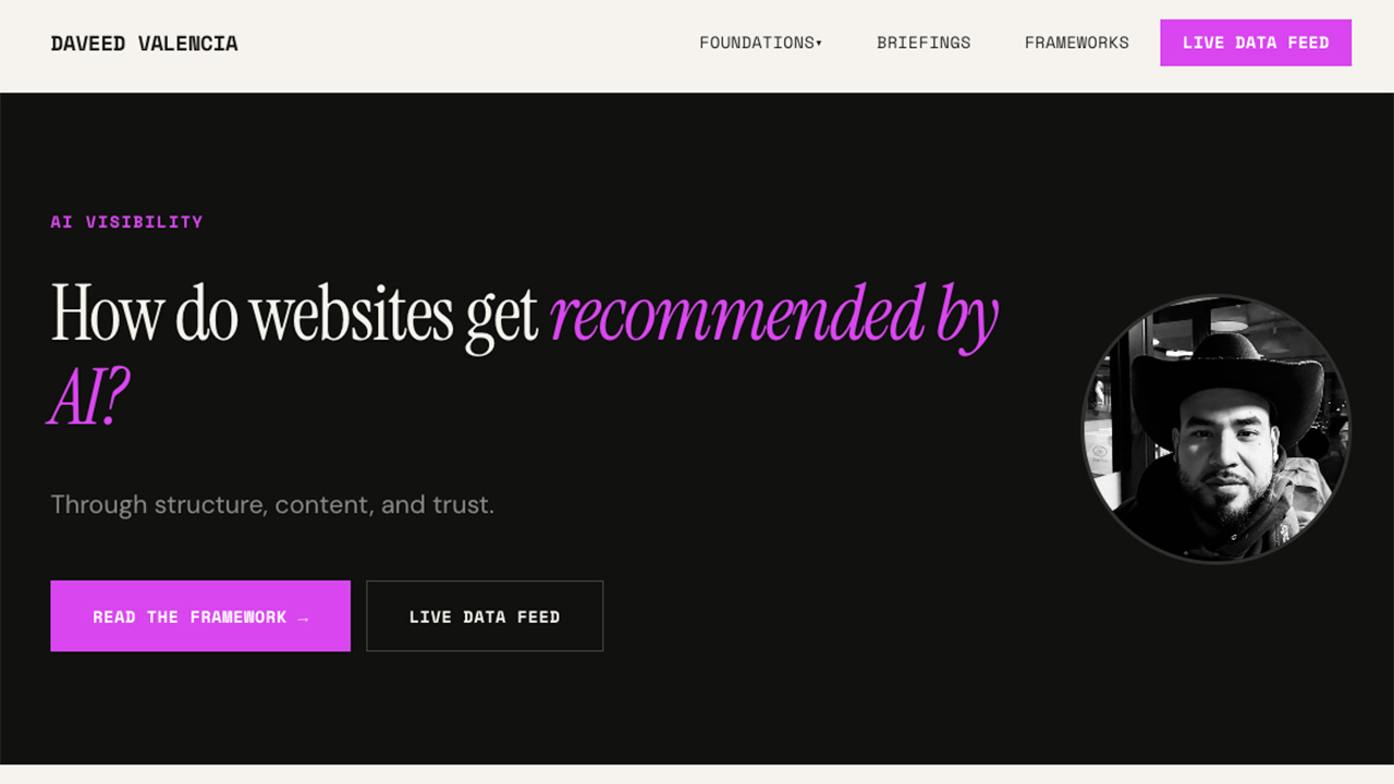 Homepage screenshot of daveedvalencia.com