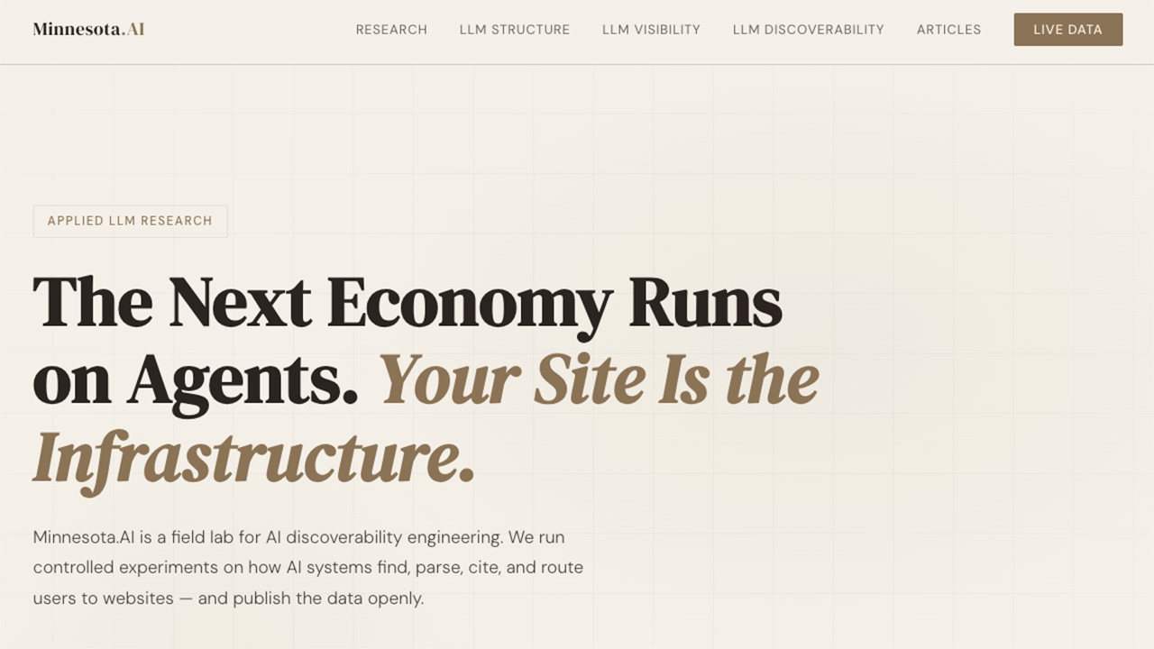 Homepage screenshot of minnesota.ai