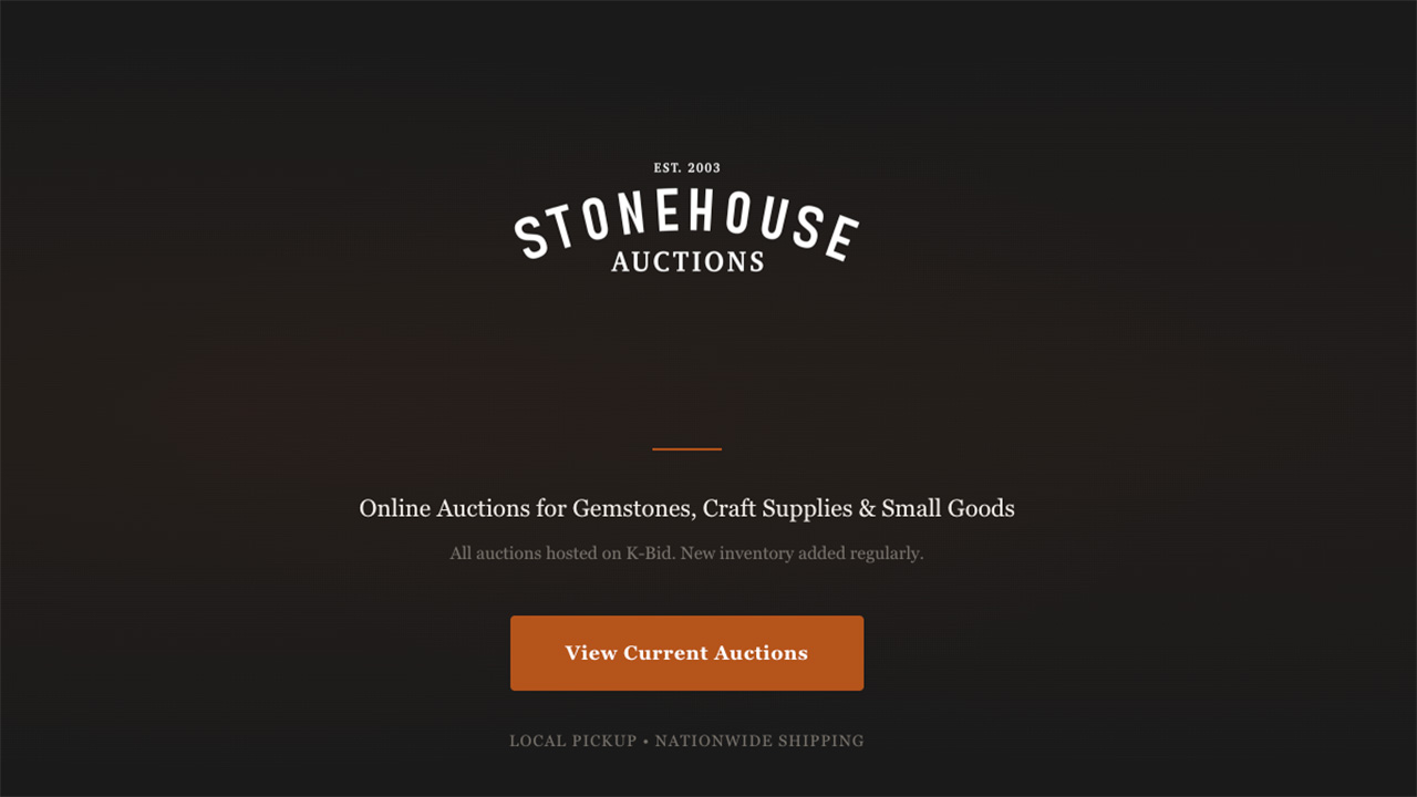 Homepage screenshot of stonehouseauctions.com